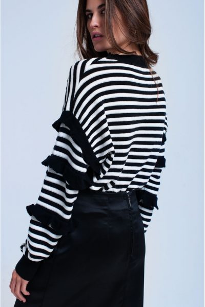 striped sweater with back