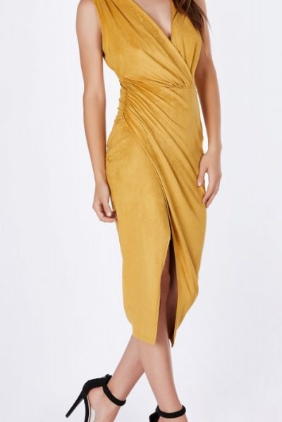 Suede Fall Wrap Dress