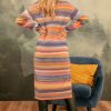 Turtleneck Striped Midi Dress - Image 2