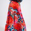 Fuchsia Print Tiered Maxi Skirt - Image 2