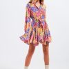 Multi Print Balloon Sleeve Dress - Image 2
