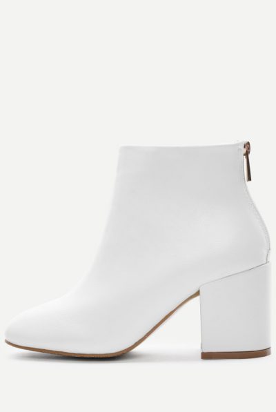 White Zipper Ankle Boot