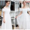 White Empire Mesh Sleeve Dress - Image 2