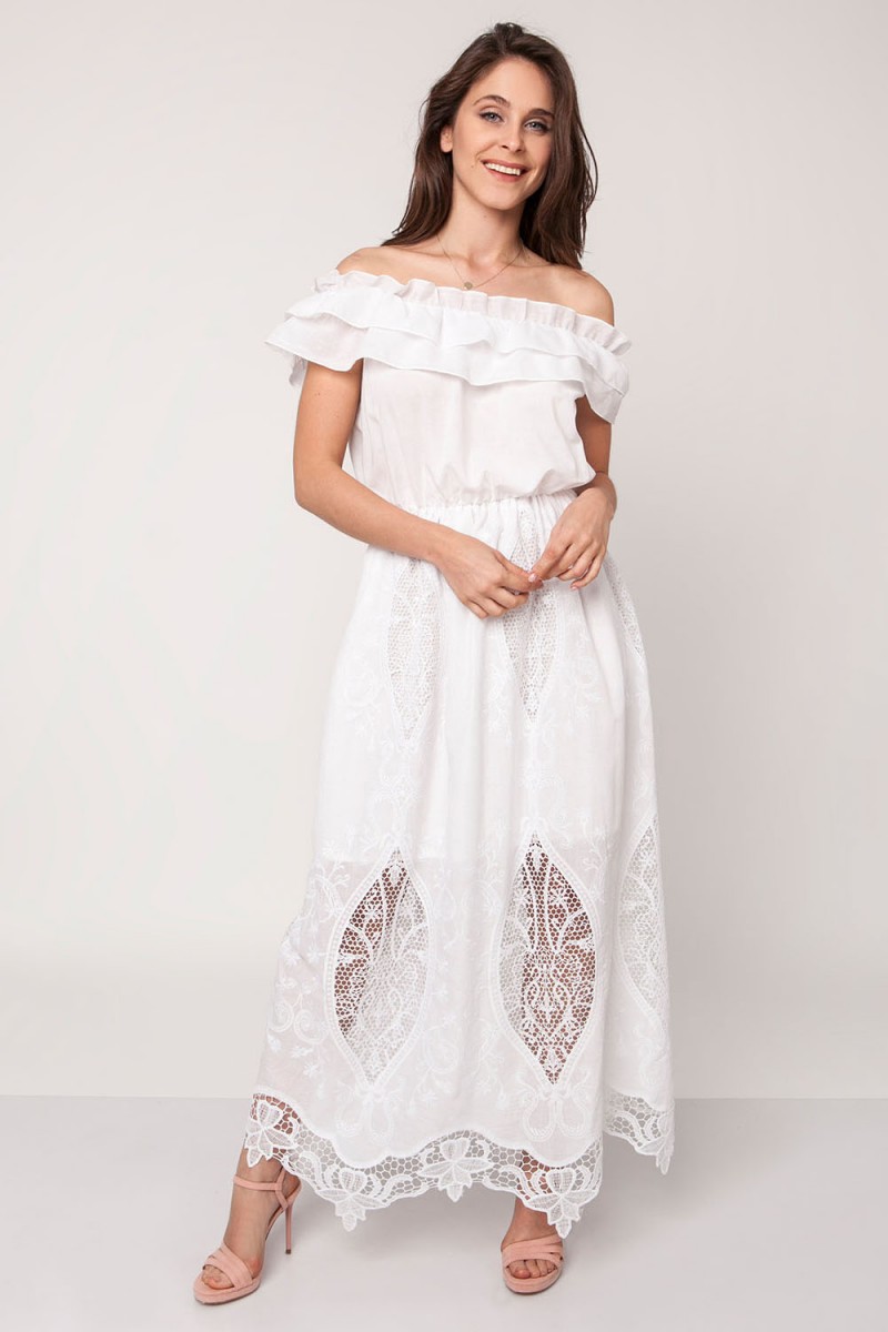 White Off-Shoulder Maxi Dress