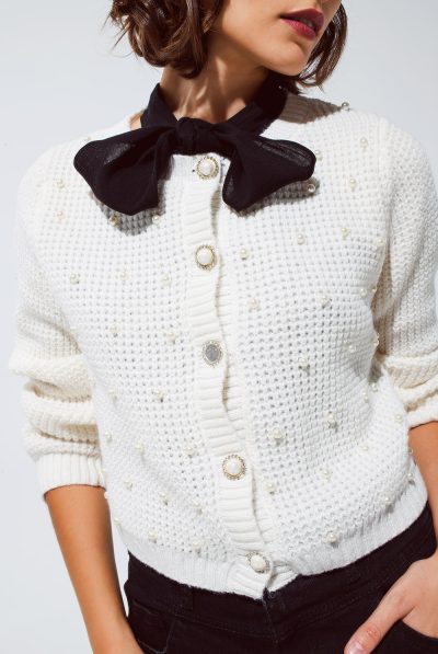 Bow Monochrome Cardigan