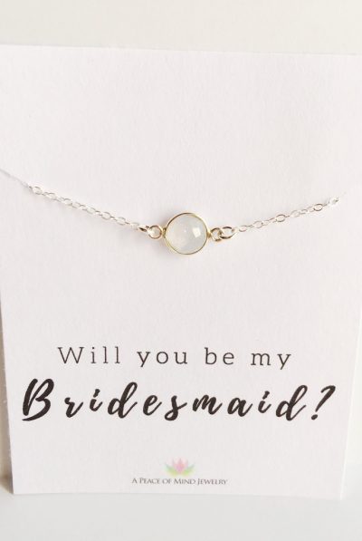 Will You Be My? Bridesmaid, Maid of Honor and Flower Girl Handmade Moonstone Bracelet/Anklet