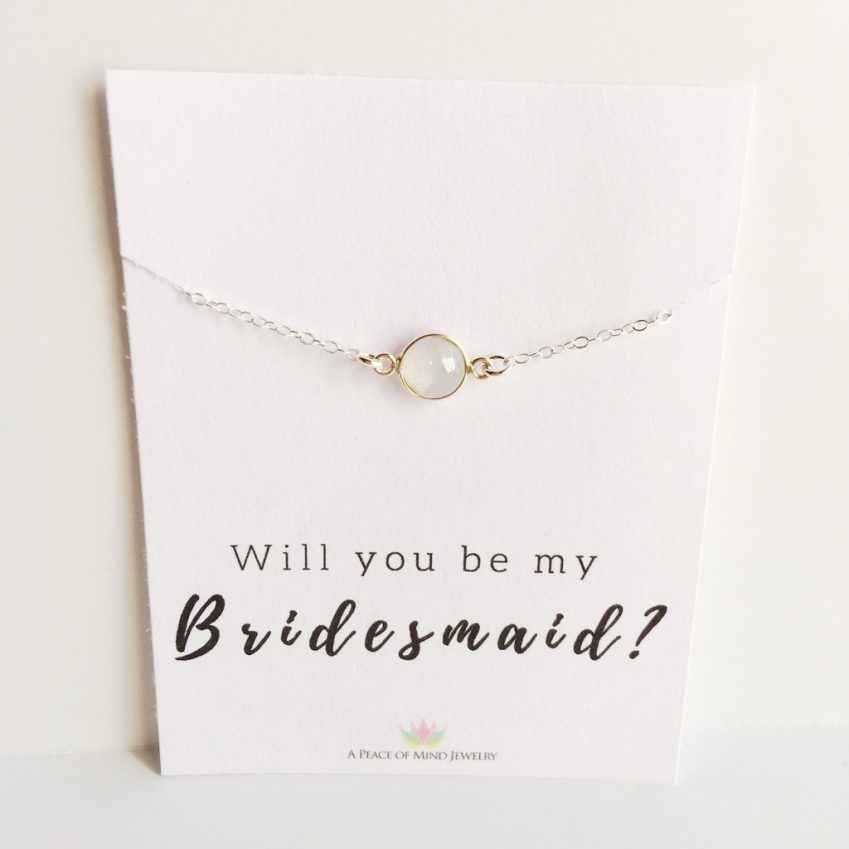 Will You Be My? Bridesmaid, Maid of Honor and Flower Girl Handmade Moonstone Bracelet/Anklet