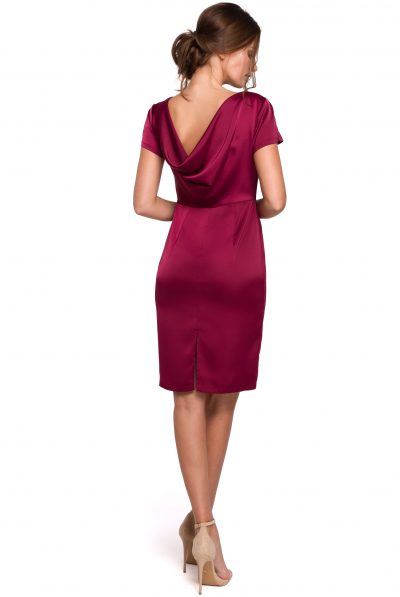 wine silk cowl neck dress