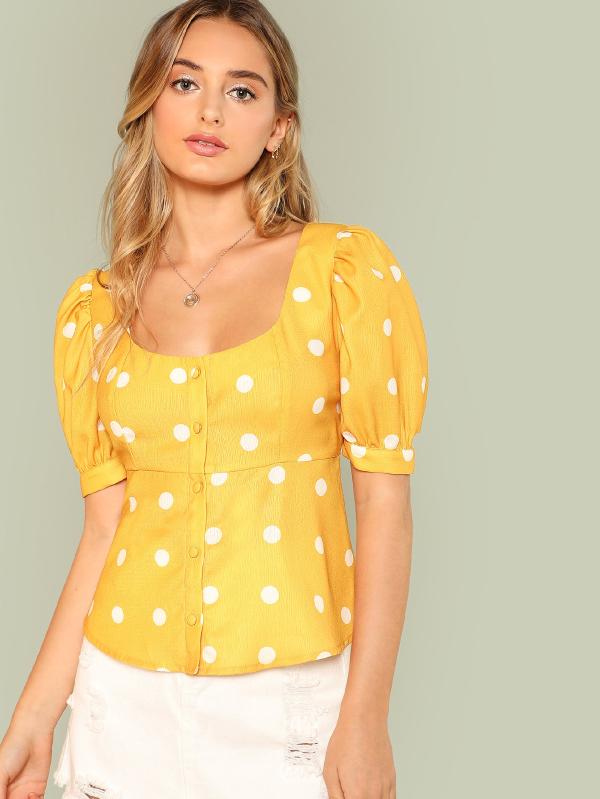 Yellow Polka Dot Top